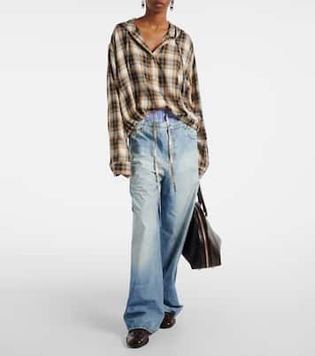 Trompe l'oeil cotton poplin wide-leg pants | Acne Studios