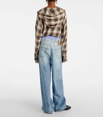 Trompe l'oeil cotton poplin wide-leg pants | Acne Studios