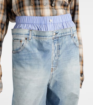 Trompe l'oeil cotton poplin wide-leg pants | Acne Studios