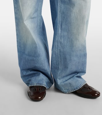 Trompe l'oeil cotton poplin wide-leg pants | Acne Studios