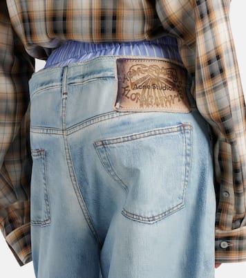 Trompe l'oeil cotton poplin wide-leg pants | Acne Studios