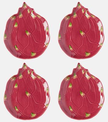 Tropical Fruits Pitaya set of 4 earthenware dessert plates  | Bordallo Pinheiro