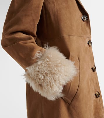 Bestickter Mantel Cienna aus Veloursleder | Rixo