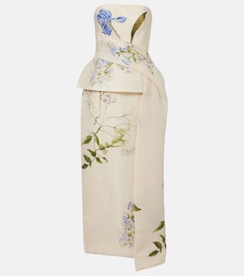Draped floral silk cocktail dress | Monique Lhuillier