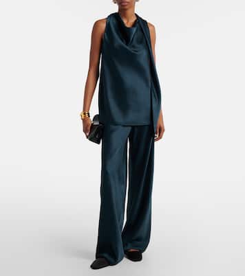 High-rise satin wide-leg pants | Vince