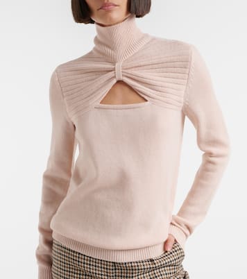 Cutout gathered virgin wool turtleneck sweater | Valentino