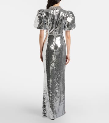 Olympia 시퀸 퍼프 슬리브 이브닝 가운 | Rebecca Vallance