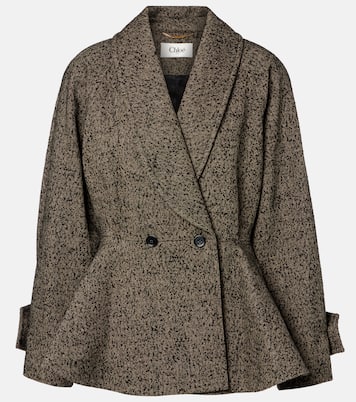 Herringbone peplum wool-blend coat | Chloé