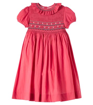 Embroidered smocked cotton dress | Pepa London