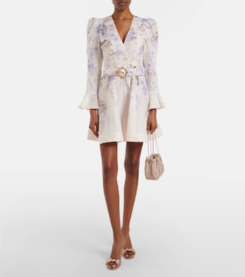 Luna floral linen minidress | Zimmermann