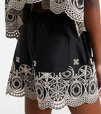 Pull-Up embroidered cotton shorts | La DoubleJ