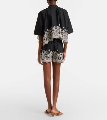 Pull-Up embroidered cotton shorts | La DoubleJ