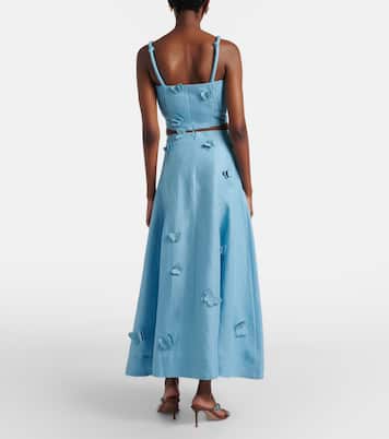 Patch-appliqué linen midi skirt | Farm Rio