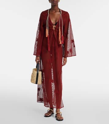 Bestickter Kaftan aus Baumwoll-Mesh | Johanna Ortiz