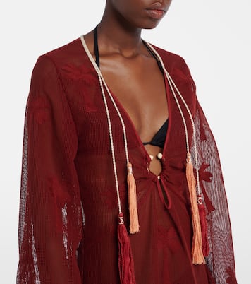 Bestickter Kaftan aus Baumwoll-Mesh | Johanna Ortiz