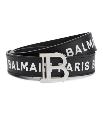 Logo printed leather belt | Balmain Kids