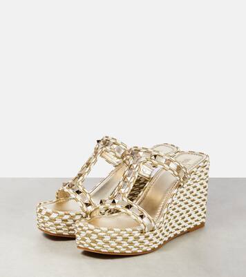Rockstud woven wedge sandals | Valentino Garavani