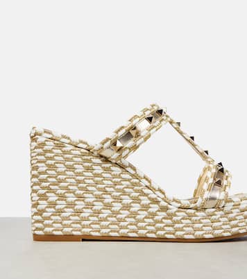 Rockstud woven wedge sandals | Valentino Garavani