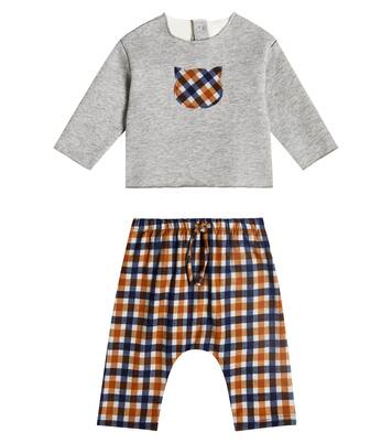 Baby checked cotton top and pants set | Il Gufo