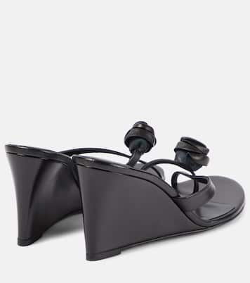 花卉贴花皮革坡跟穆勒鞋 | Magda Butrym