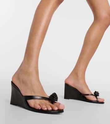 花卉贴花皮革坡跟穆勒鞋 | Magda Butrym