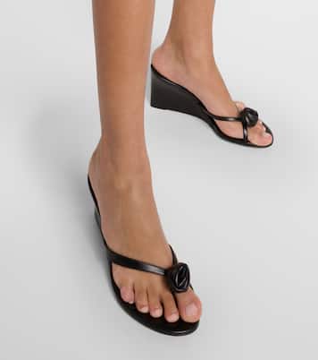 花卉贴花皮革坡跟穆勒鞋 | Magda Butrym