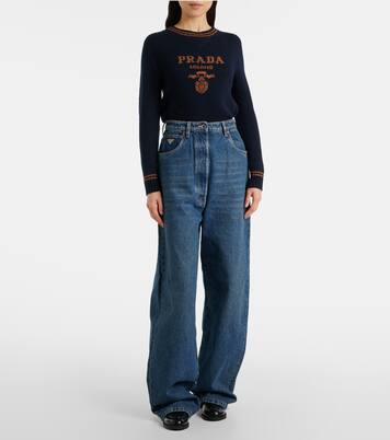 High-rise wide-leg jeans | Prada
