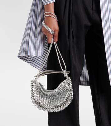 Sac Sardine Baby en cuir Intrecciato métallisé | Bottega Veneta