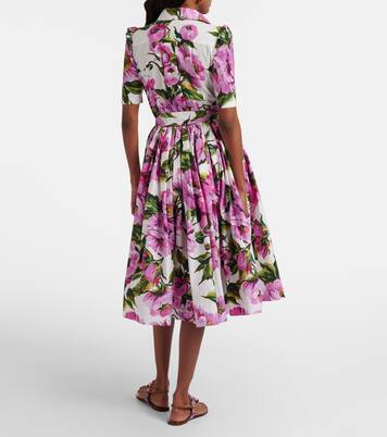 Robe midi en coton à fleurs | Dolce&Gabbana