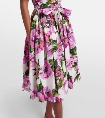 Robe midi en coton à fleurs | Dolce&Gabbana