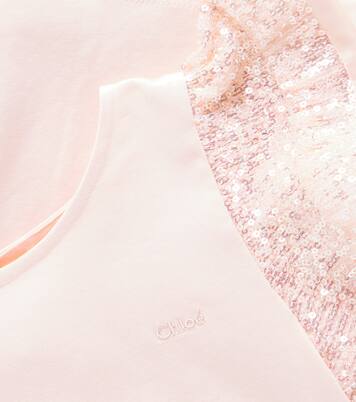 Sequined cotton jersey top | Chloé Kids