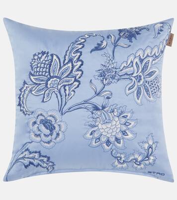 Bloom embroidered cotton cushion | Etro