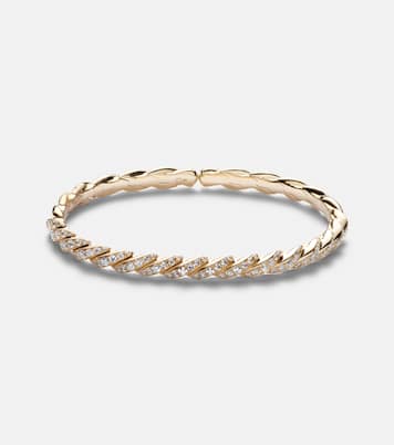 Sculpted Cable Flex® 18kt gold bracelet with diamonds | David Yurman
