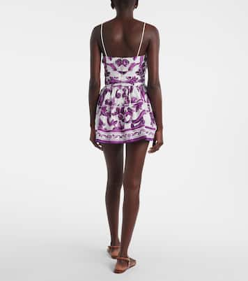 Vestido bustier Majolica de popelín de algodón | Dolce&Gabbana