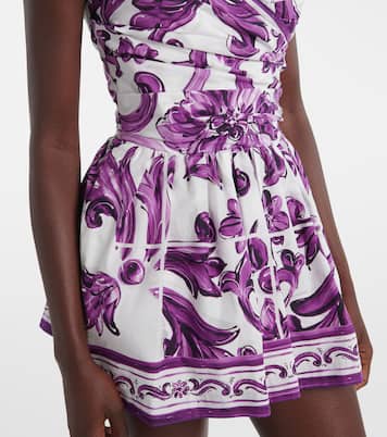 Vestido bustier Majolica de popelín de algodón | Dolce&Gabbana