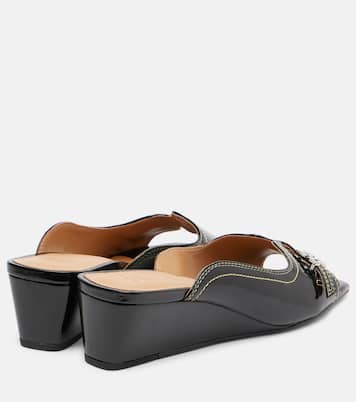 Wedge-Pantoletten Butterfly aus Leder | Ganni
