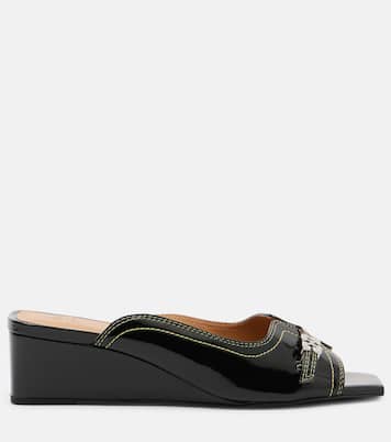 Wedge-Pantoletten Butterfly aus Leder | Ganni