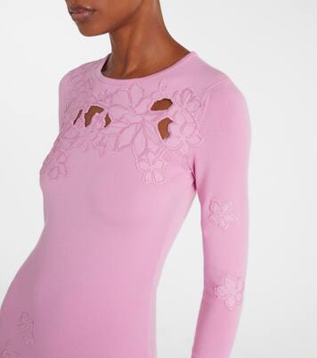 Vestido midi con bordado floral | Oscar de la Renta