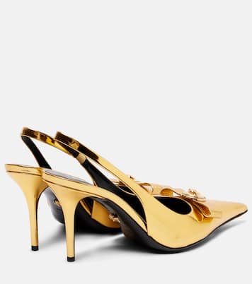 Gianni Ribbon 85 leather slingback pumps | Versace