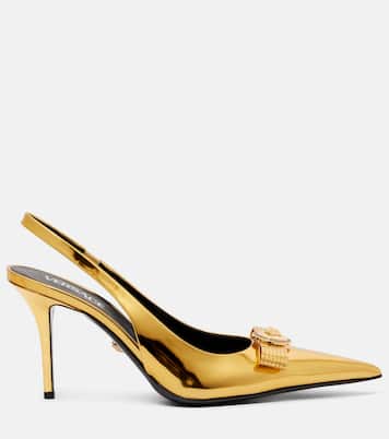 Gianni Ribbon 85 leather slingback pumps | Versace