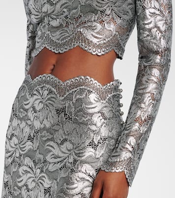 Top cropped in pizzo con stampa floreale | Rabanne