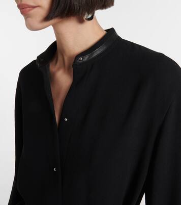 Hemdblusenkleid mit Lederimitat | Vince