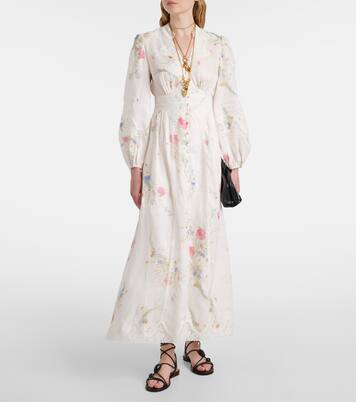 Vestido largo Lucky de lino floral | Zimmermann