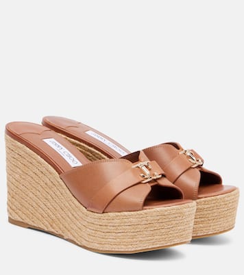 Sandalias con cuña Leda 100 de piel | Jimmy Choo