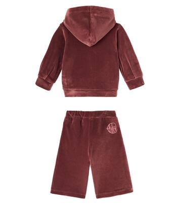 Baby set of cotton velvet hoodie and sweatpants | Chloé Kids