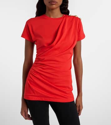 Draped cotton jersey T-shirt | Balmain
