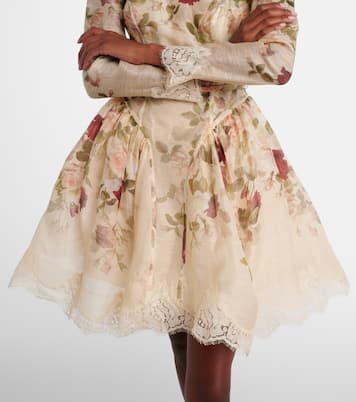 Hypnotic floral linen and silk minidress | Zimmermann