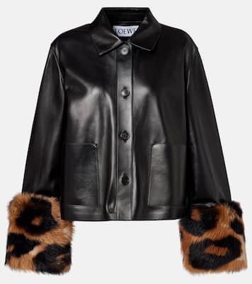 Shearling-trimmed leather jacket | Loewe