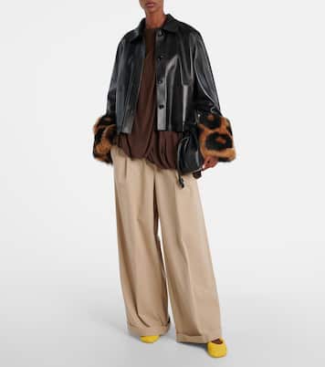 Shearling-trimmed leather jacket | Loewe