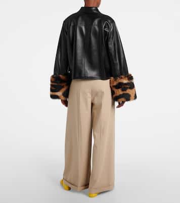 Shearling-trimmed leather jacket | Loewe